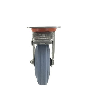 ROULETTE INOX EN CAOUTCHOUC NON TACHANT À FREIN DIAMÈTRE 125 MM CHARGE 110 KG