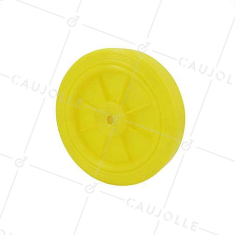 ROUE JAUNE PLASTIQUE DIAMETRE 125 MM CHARGE 30 KG AXE 8 MM - S2011 • Caujolle