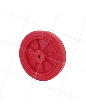 ROUE ROUGE PLASTIQUE DIAMETRE 125 MM CHARGE 30 KG AXE 8 MM - S2011 • Caujolle