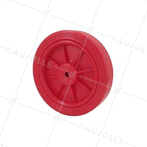 ROUE ROUGE PLASTIQUE DIAMETRE 125 MM CHARGE 30 KG AXE 8 MM - S2011 • Caujolle
