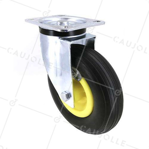 ROULETTE INCREVABLE SOUPLE PIVOTANTE POUR GRAVIER DIAMÈTRE 200 MM CHARGE 50KG • Caujolle