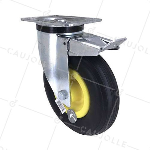 ROULETTE INCREVABLE PIVOTANTE À FREIN DIAMÈTRE 200 MM CHARGE 50KG • Caujolle