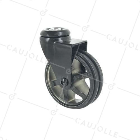 BLACK BRUSHED ALUMINIUM DESIGNER CASTOR 75 MM DIAMETER 45 KG MAX LOAD - BLACKSTYL75O • Caujolle