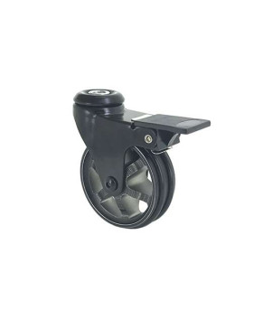 ROULETTE DESIGN EN ALUMINIUM NOIR BROSSÉ À FREIN DIAMÈTRE 75MM CHARGE 45KG À FIXATION DE 10 MM - BLACKSTYL 75OAF
