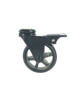 ALUMINIUM DESIGNER CASTOR WHEEL EYE WITH BRAKE BLACK’STYL 100 MM DIAMETER 