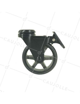 ROULETTE DESIGN EN ALUMINIUM NOIR BROSSÉ À FREIN DIAMÈTRE 75MM CHARGE 45KG À FIXATION DE 10 MM - BLACKSTYL 75OAF
