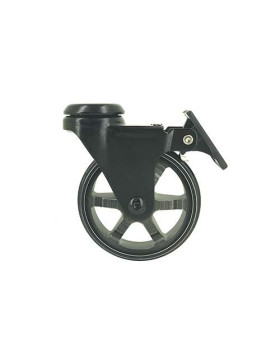 ALUMINIUM DESIGNER CASTOR WHEEL EYE WITH BRAKE BLACK’STYL 100 MM DIAMETER 