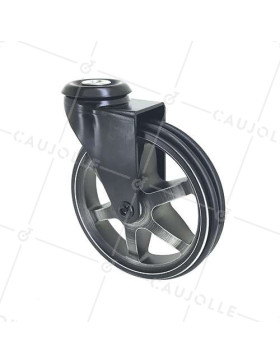 BLACK BRUSHED ALUMINIUM DESIGNER CASTOR 125 MM DIAMETER 70 KG MAX LOAD - BLACKSTYL 125O • Caujolle