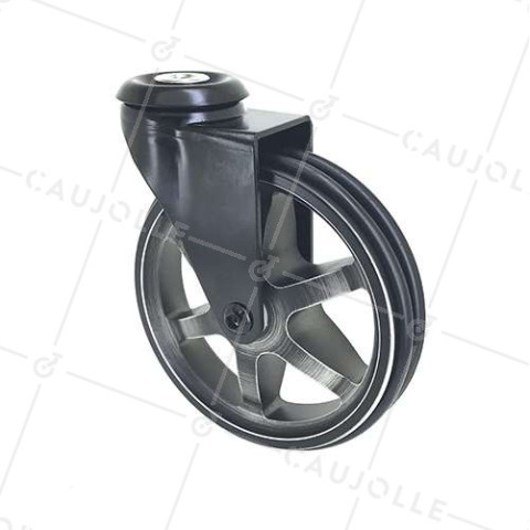 BLACK BRUSHED ALUMINIUM DESIGNER CASTOR 125 MM DIAMETER 70 KG MAX LOAD - BLACKSTYL 125O • Caujolle