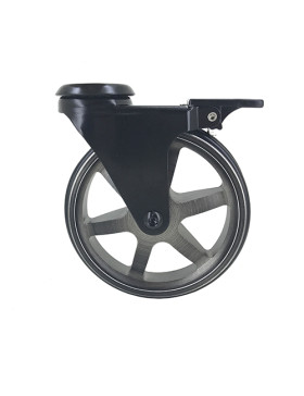 ROULETTE DESIGN EN ALUMINIUM NOIR BROSSÉ À FREIN DIAMÈTRE 125MM CHARGE 70KG À FIXATION DE 10 MM - BLACKSTYL 125OAF