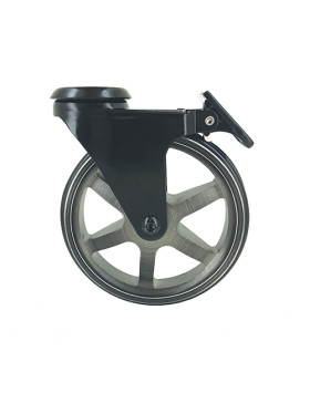 ROULETTE DESIGN EN ALUMINIUM NOIR BROSSÉ À FREIN DIAMÈTRE 125MM CHARGE 70KG À FIXATION DE 10 MM - BLACKSTYL 125OAF
