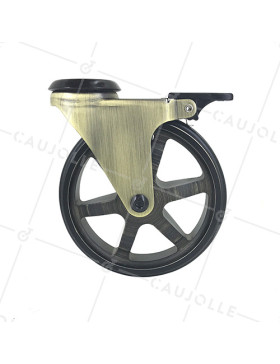 Castor RETRO DESIGN WITH GOLDEN ALUMINUM BRAKE DIAMETER 125 MM LOAD 70KG - GOLDSTYL125OAF