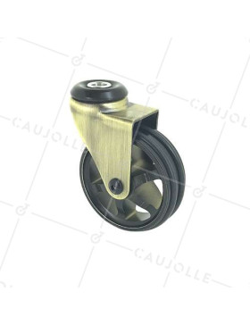 Castor RETRO DESIGN IN GOLD ALUMINUM DIAMETER 75 MM LOAD 45KG WITH 10 MM FIXING - GOLDSTYL75O • Caujolle