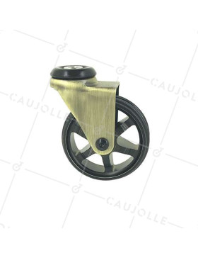ROULETTE DESIGN RÉTRO EN ALUMINIUM DORÉ DIAMÈTRE 75 MM CHARGE 45KG À FIXATION DE 10 MM - GOLDSTYL75O