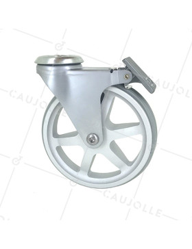 ROULETTE DESIGN EN ALUMINIUM GRIS DIAMÈTRE 125 MM CHARGE 70KG À FIXATION DE 10 MM - ALUSTYL125OAF