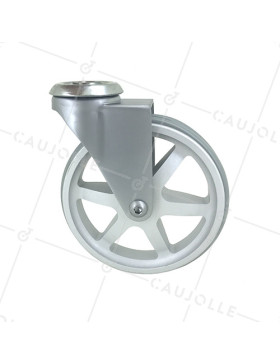 ROULETTE DESIGN EN ALUMINIUM GRIS DIAMÈTRE 125 MM CHARGE 70KG À FIXATION DE 10 MM - ALUSTYL125O