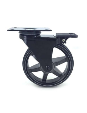 ROULETTE DESIGN EN ALUMINIUM NOIR BROSSÉ À FREIN DIAMÈTRE 125MM CHARGE 70KG - BLACKSTYL 125PAF