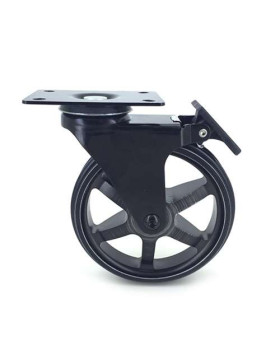 ROULETTE DESIGN EN ALUMINIUM NOIR BROSSÉ À FREIN DIAMÈTRE 125MM CHARGE 70KG - BLACKSTYL 125PAF