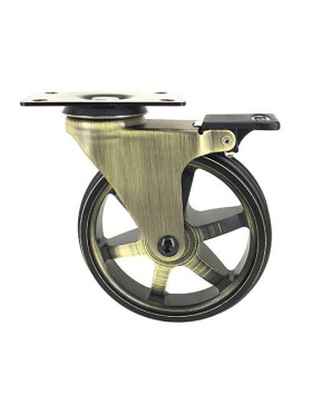 ROULETTE DESIGN RÉTRO À FREIN EN ALUMINIUM DORÉ DIAMÈTRE 125 MM CHARGE 70KG - GOLDSTYL125PAF