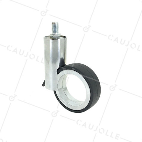 ROULETTE FUTURISTE CHROMÉE À TIGE FILETÉE DE 10 MM DIAMÈTRE 65 MM CHARGE 30KG  - GRAVITY65TFC10 • Caujolle