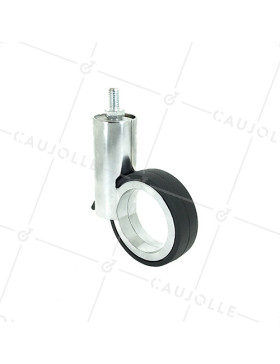 FUTURIST DESIGN CHROME-PLATED CASTOR WITH 8 MM THREADED STEM 65 MM DIAMETER 30 KG MAX LOAD - GRAVITY65TFC8 • Caujolle