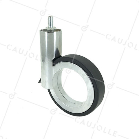 ROULETTE FUTURISTE CHROMÉE À TIGE FILETÉE DE 8 MM DIAMÈTRE 90 MM CHARGE 35KG - GRAVITY90TFC8 • Caujolle