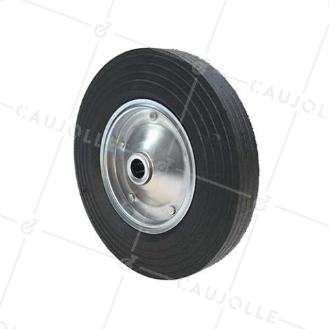 RUBBER WHEEL METAL RIM FOR GOODS HANDLING DIAMETER 300 MM MAX LOAD 200 KG BORE 25 MM - S2000TS300R25 • Caujolle