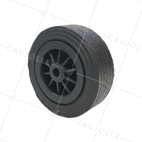 WIDE RUBBER WHEEL WITH PLASTIC RIM DIAMETER 250 MM MAX LOAD 400 KG BORE 25 MM - S2750P250R25 • Caujolle