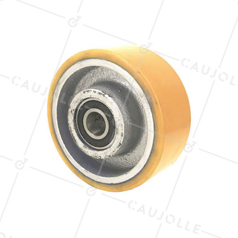 CAST IRON AND POLYURETHANE WHEEL DIAMETER 125 MM MAX LOAD 500 KG BORE 20 MM - SFPU125 • Caujolle