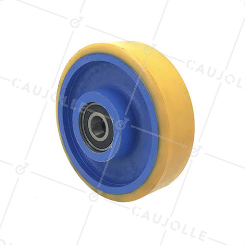 CAST IRON AND POLYURETHANE WHEEL DIAMETER 150 MM MAX LOAD 700 KG BORE 20 MM WIDTH 50 MM- SFPU150/40 • Caujolle