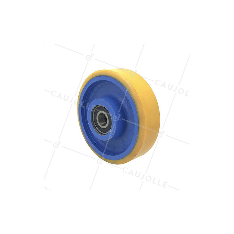 ROUE INDUSTRIELLE DE MANUTENTION EN FONTE ET POLYURÉTHANE CHARGE 2500 KG DIAMÈTRE 400 MM - SFPU100