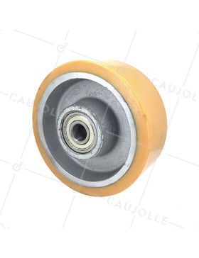 CAST IRON AND POLYURETHANE WHEEL DIAMETER 200 MM MAX LOAD 1,400 KG BORE 25 MM - SFPU200 • Caujolle