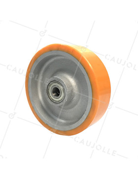 CAST IRON AND POLYURETHANE WHEEL DIAMETER 250 MM MAX LOAD 1,800 KG BORE 25 MM - SFPU250 • Caujolle