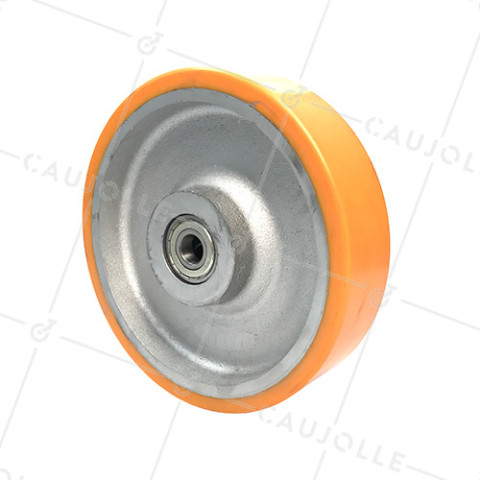 CAST IRON AND POLYURETHANE WHEEL DIAMETER 300 MM MAX LOAD 2,000 KG BORE 25 MM - SFPU300 • Caujolle