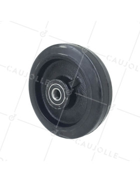 CAST IRON WHEEL WITH SUPPLE TYRE DIAMETER 200 MM MAX LOAD 400 KG BORE 20 MM - S2750F200 • Caujolle
