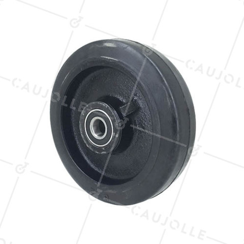 CAST IRON WHEEL WITH SUPPLE TYRE DIAMETER 200 MM MAX LOAD 400 KG BORE 20 MM - S2750F200 • Caujolle