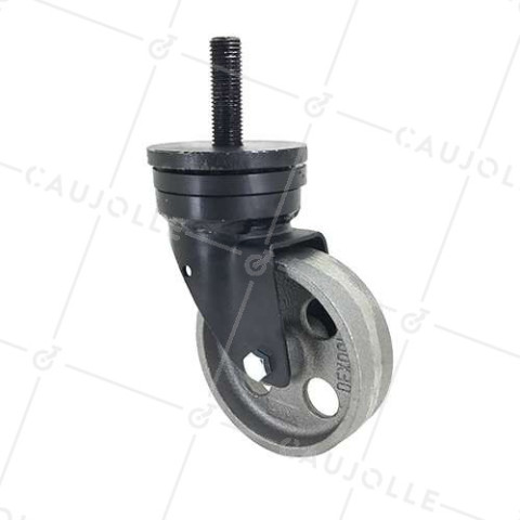 ROULETTE VINTAGE EN FONTE DIAMÈTRE 100MM CHARGE 250KG À TIGE FILETÉE DE 16 MM - INDUSTYL100TF • Caujolle