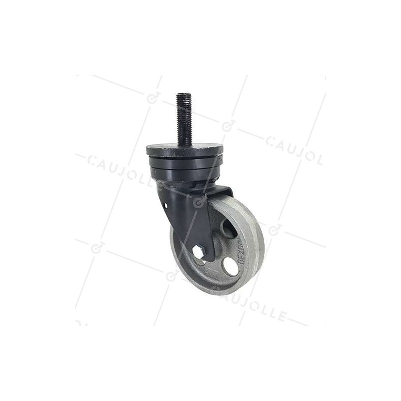ROULETTE VINTAGE EN FONTE DIAMÈTRE 100MM CHARGE 250KG À TIGE FILETÉE DE 16 MM - INDUSTYL100TF