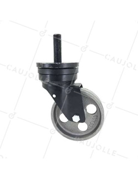 ROULETTE VINTAGE EN FONTE DIAMÈTRE 100MM CHARGE 250KG À TIGE FILETÉE DE 16 MM - INDUSTYL100TF