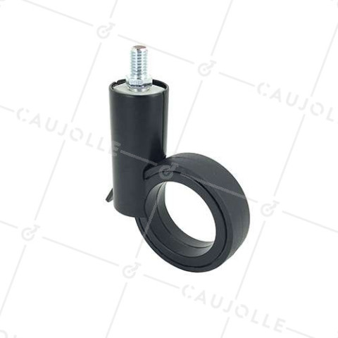 BLACK FUTURIST DESIGN CASTOR WITH 10 MM THREADED STEM 65 MM DIAMETER 30 KG MAX LOAD - GRAVITY65TFN10 • Caujolle