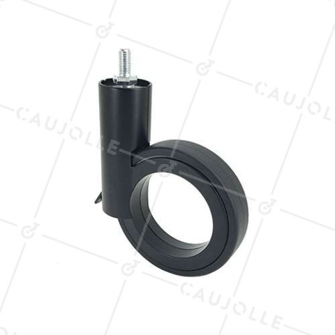 BLACK FUTURIST DESIGN CASTOR WITH 8 MM THREADED STEM 90 MM DIAMETER 35 KG MAX LOAD - GRAVITY90TFN8 • Caujolle