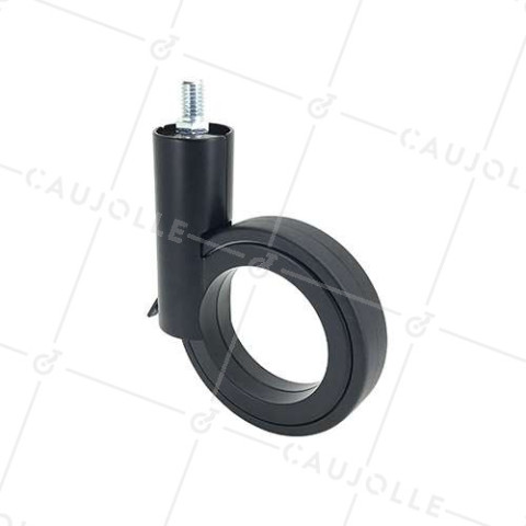 ROULETTE FUTURISTE NOIRE À TIGE FILETÉE DE 10 MM DIAMÈTRE 90 MM CHARGE 35KG - GRAVITY90TFN10 • Caujolle