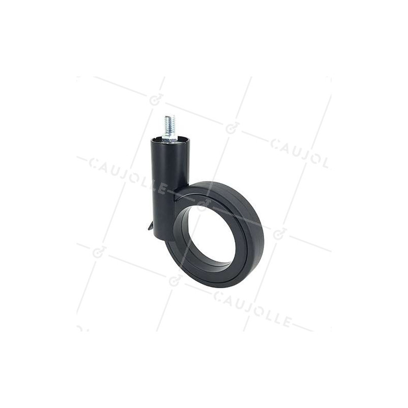 ROULETTE FUTURISTE NOIRE À TIGE FILETÉE DE 10 MM DIAMÈTRE 90 MM CHARGE 35KG - GRAVITY90TFN10