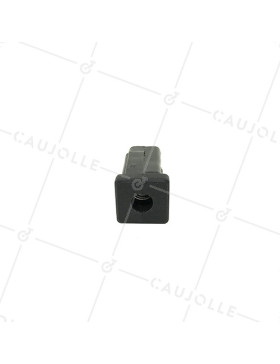 Embout de fixation pour roulette à oeil 8 mm et tube carré 20 mm