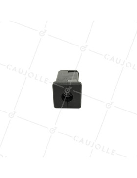 Embout de fixation pour roulette à oeil 10 mm et tube carré 25 mm