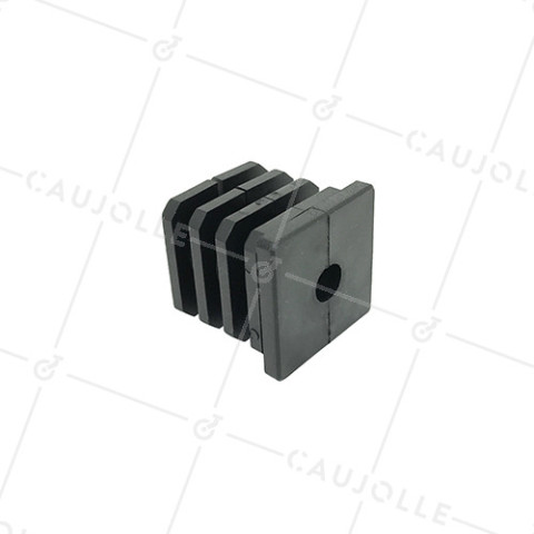EMBOUT DE FIXATION POUR TUBE CARRÉ DE 40 MM EXTÉRIEUR / 36 MM INTÉRIEUR POUR ROULETTE À TROU DE 10 MM • Caujolle