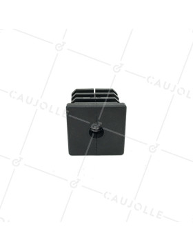 Embout de fixation pour roulette à oeil 10 mm et tube carré 40 mm