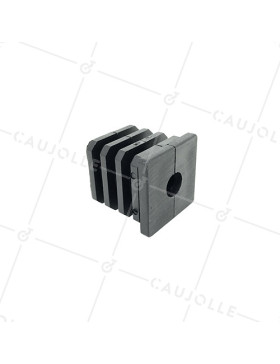 EMBOUT DE FIXATION POUR TUBE CARRÉ DE 40 MM EXTÉRIEUR / 36 MM INTÉRIEUR POUR ROULETTE À TROU DE 12 MM • Caujolle