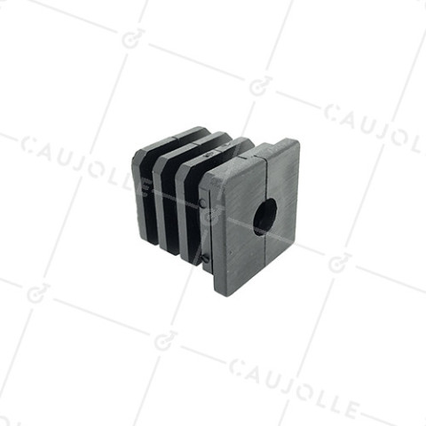 EMBOUT DE FIXATION POUR TUBE CARRÉ DE 40 MM EXTÉRIEUR / 36 MM INTÉRIEUR POUR ROULETTE À TROU DE 12 MM • Caujolle
