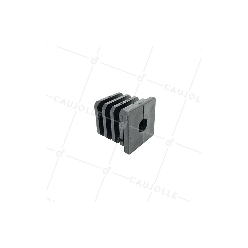 Embout de fixation pour roulette à oeil 12 mm et tube carré 40 mm